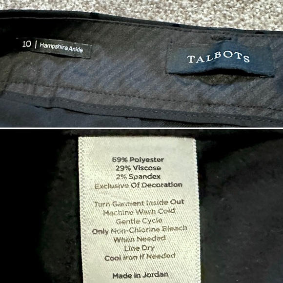 Talbots Hampshire Ankle Pants Black Heart Print Women’s Size 10 Stretch Office - Picture 15 of 16
